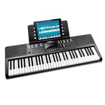 RockJam 61-Key Compact Keyboard with Sheet Music Stand, Power Supply, Piano Note Stickers and Simply Piano Lessons