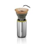 WACACO Cuppamoka Portable Drip Coffee Maker, 2 IN 1 Insulated Coffee Cup, Travel Pour Over Coffee Maker with 10 Cone Paper Filters, Manually Operated, Stainless Steel Coffee Brewer, 10 fl oz