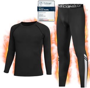 Qyibleri Kids Base Layer - Kids Thermals Long Sleeve Top & Tights Skins for Boys Set, Boys Thermal Base Layer Set Suit for 4~13 Age, Base Layer Kids for Football Skins