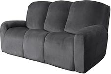 Easy-Going Velvet 8-Pieces Recliner Couch Covers Reclining Couch Covers for 3 Seat Recliner Sofa Slipcovers Thick Soft Washable (Sofa, Gray)