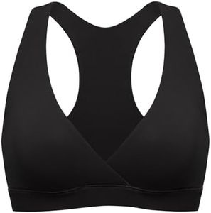 MOMANDA Inbarely Nursing Bras for Women No Underwire Racerback Seamless Maternity Bralette Plunge Sleep Breastfeeding Bra Black Medium