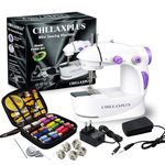 CHILLAXPLUS Stitching Machine - Portable Sewing Machine for Home Use with with 12 Thread Sewing Kit and Foot Pedal, Mini Silai Machine - Compact Tailoring Tool – White