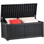 YITAHOME 450L Garden Storage Box Waterproof, Large Outdoor Storage Box with Lid, Lockable Deck Boxes Outdoor Storage Containers for Patio Cushions Garden Tools, Black, 140 x 66 x 59cm