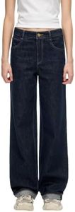 Jeans for Women Mid Rise Straight Leg Denim Pants Dark Blue LENGTH：32'' 27