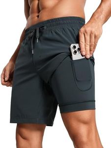 CRZ YOGA Men's Running Shorts with Liner - 7'' Quick Dry Workout Sports Athletic Shorts with Pockets Melanite Medium