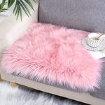 CottonFry Faux Sheepskin Fur Area Rugs Round Fur Throw Rug Floor Mat Circular Carpet for Bedroom Soft Circle Kids Play Mat for Nursery (Light Pink Square, 18x18)