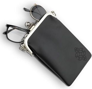 BORSALI Small Crossbody Bag for Women - Vegan Leather, Designer Purse for Phone, Sunglasses and Eyeglasses. Soft, Double Glasses Case with Removable Crossbody Strap for Use in Handbag - Black