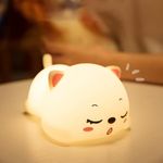 Swarush Night Lamp, Cat Lamp, Cat Light lamp, Cat Touch Silicone Lamp, 7 Colour Changing LED Light with Touch Sensor Control for Kids Bedroom, USB Rechargeable