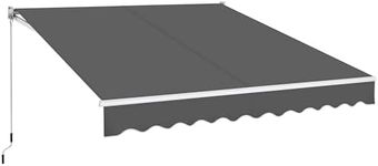 Yaheetech 10 × 8 Ft Patio Awning, Retractable Sun Shade Awning with Manual Crank Handle, Manual Aluminum Deck Awning for Patio/Balcony/Yard, 280g/m² Polyester, Dark Gray