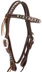 CHALLENGER Horse Western Show Tack Pony Leather Headstall w/Turquoise Rhinestones 78RT14TR