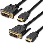 Fosmon HDMI to DVI Cable 24+1 (1.8M 2Pack) Full 1080p, Bi-Directional Gold Plated Adapter, High Speed HDMI Male to DVI-D Male Compatible with HDTV, Apple TV, PS4/PS5, Xbox One X/S/360, Nintendo Switch