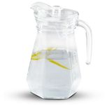 AGARO Elegant Glass Jug, 1.3L, Multipurpose Jug, Easy Pour & Strong Handle, Transparent Beverage Carafe for Home, Office, Pitcher for Serve Water, Milk, Juice, Lassi, Cocktail, Ideal for Gift