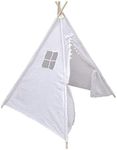 FixtureDisplays® Teepee Tent for Kids Indoor Tents, Inner Pocket, Unique Reinforcement Part - Foldable Play Tent Canvas Tipi Childrens Tents for Girls & Boys (White) 15566