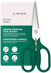 Misen Heavy Duty Kitchen Shears - Comfortable Ambidextrous Scissors for Meat, Poultry, Herbs & More - Easy to Clean - German Stainless Steel - Large | Green