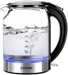 Cosori 1.7l Electric Kettle Glass, Tea Kettle, Water Boiler,1500w Fast Boiling with Stainless Inner Lid and Pot, Led Indicator, Auto Shut-off and Boil Dry Protection, Cordless, Bpa Free, Clear