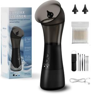 VINIPO Electric Ear Wax Removal Kit – 5-Piece Stainless Steel Ear Pick Set, Dual-Tank Water Cleaner, 4 Modes, Rechargeable