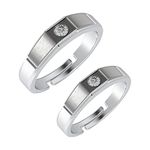 CLARA Pure 925 Sterling Silver Rocco Adjustable Couple Band, Promise Rings for Lovers | Gift for Men and Women | Partial Matte Finish