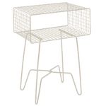 mDesign Modern Farmhouse Side/End Table - Metal Grid Design - Open Storage Shelf Basket, Hairpin Legs - Vintage, Rustic, Industrial Home Decor Accent Furniture for Living Room, Bedroom - Cream/Beige