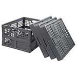 Farmoon 35 Quart Folding Collapsiable Crate, Plastic Storage Milk Crates(4 Pack, Grey), RE