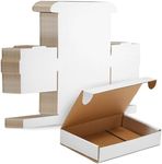 Stockroom Plus 50 Pack White Corrugated Cardboard Shipping Boxes 6x4x1, Bulk Foldable Mailers for Packaging, Packing