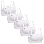 Lataly Womens Sleeping Nursing Bra Wirefree Breastfeeding Maternity Bralette, 5p White, 3X-Large