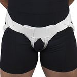 Champion Hernia Belt, Single or Double Bilateral Herniation Pad, Adjustable, Elastic, Natural White, Small