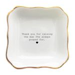 BAT TRANG Ceramic Jewelry Tray - Thank You For Raising The Man I've Always Prayed For Dish - Mother of The Groom Gifts From Bride - Mother In Law Gifts - Mother Of Groom Gifts