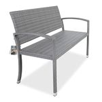 CASARIA® 2 Seater Poly Rattan Garden Bench | 320kg Load Capacity | Water and UV-Resistant | Outdoor Patio Terrace Balcony Seating Furniture Love Seat | 122 x 90 x 58 cm | Grey