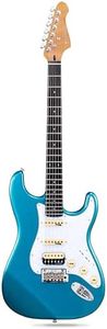 Fesley 39" Electric Guitar:Solid Body Electric Guitars for Intermediate &Pro Players with Wilkinson Pickups,Grover Tuners,6 String Guitar with Roasted Maple Neck,Single Coil Split System,Blue