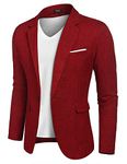 COOFANDY Men's Cotton Casual Lapel Blazer Jacket Lightweight Sport Coat Wine Red