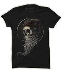 Quote Marshals Skull Funky Black Cotton T-Shirt for Men's XL