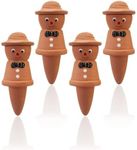 Straw Buddy Shaped Self Watering Spikes, Terracotta Watering Spikes, Cute Plant Watering Stakes with Hat Design, Fun Garden Decor, Keep Your Plants Hydrated While on Vacation - Set of 4