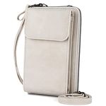 Kememo Crossbody Phone Bag for Women, PU Leather Ladies Cross Body Handbags Mobile Phone Pouch with Adjustable Strap Card Slots, Small Cellphone Shoulder Bags Coin Purse Wallet Gifts for Women, Beige