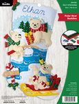 Bucilla Felt Applique 18" Stocking Making Kit, Polar Bear Buddies, Perfect for DIY Arts and Crafts, 89465E