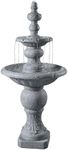 Peaktop - VFD8179 Outdoor Fountain, 2 Tier ICY Stone Waterfall Fountain, Light Grey, 53" Height