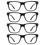 WEMOOTANTS 4 Packs Reading Glasses for Men and Women Large Square Readers 1.0 1.25 1.5 1.75 2.0 2.25 2.5 2.75 3.0 3.5 4.0 (Black,150)