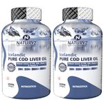 Naturyz Imported Icelandic Cod Liver Oil Capsules With Natural Omega 3,Rich In Vitamin D & A,Mercury Free,Immunity,Skin,Eye,Muscle & Joint Health (200 Softgels Pack Of 2),2 Count