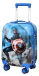 ADSON Kid's Trolley 360 Rotating Carry On Luggage Wheels Non-Breakable Captain America Rolling Suitcase Alloy Steel Hard Sided Spinner Suitcase (Captain America Blue, 16 Inch)