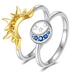 oGoodsunj 925 Sterling Silver Sun Moon Matching Rings Set Stackable Friendship Promise Ring Size 8 Jewelry Gifts for Women Girls Couple (6)