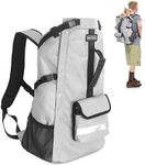 FOXFOCUS Dog Backpack Carrier for Medium Dogs - 4-Layer Protection, Under 30 lb, Waterproof, Adjustable Dog Travel Bag with Storage Pockets, Reflective Strips, Non-Slip Handle for Hiking - Grey