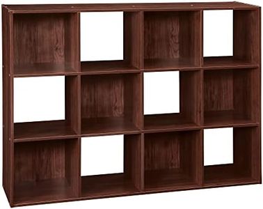 ClosetMaid Cubeicals 12 Cube Storage Shelf Organizer Bookshelf, Stackable, Vertical or Horizontal, Easy Assembly, Wood, Dark Cherry Finish