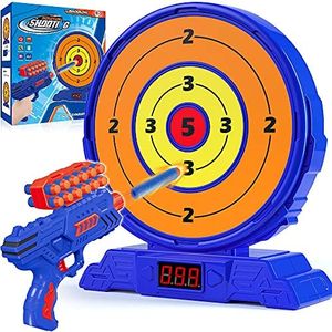 Shooting Game Toy for Age 5, 6, 7, 8, 9, 10+ Years Old Kids, Boys - Digital Shooting Targets with Foam Dart Toy Gun - Electronic Scoring Board Games for Kid - Ideal Gift - Compatible with Nerf Toy Gun