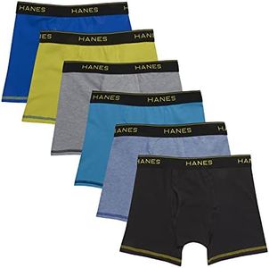 Hanes Boys' Mesh Boxer Briefs, 6-Pack, Moisture-Wicking Cotton Blend Mesh Briefs, 6-Pack (Color/Pattern May Vary), Assorted, Medium