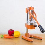electromax Professional Grade Citrus Juicer Hand Press Manual Fruit Juicer Orange Juice Squeezer for Lemon Lime Pomegranate Cast Iron Stainless Steel,Orange,red,black (Orange)