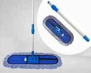 Livronic® Wet and Dry Cotton Pad Floor Mop with 5 Feet Long Handle, 24 inch Head with Cotton Refill (Blue) (24 INCH Wet and Dry MOP), Plastic