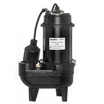 RainBro 3/4 HP Cast Iron Submersible Sewage Pump With 10 ft. Piggy Back Tether Float Switch, Model# CSE075