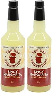 Top Hat Spicy Margarita Drink Mix - Handcrafted with 3 Chiles, Pineapple, Organic Agave Nectar & Organic Lime Juice - Low Calorie - 2 Pack of 32oz Bottles