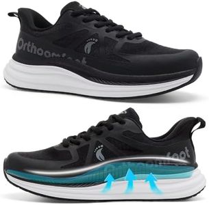 Women's Orthopedic Breathable Road Running Shoes: Plantar Fasciitis Arch Support Neuropathy Foot Pain Relief Sneakers, Indoor House Bedroom Lightweight Slip On Tennis Shoes Black Size 9.5