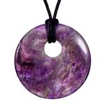 Morella Women's Necklace 31.5 inch - 80 cm gem-Stone Donut Pendant Amethyst in a Velvet Bag