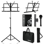 Donner Music Stand Sheet 2-in-1 Dual-Use Tabletop Book Stand DMS-2 Portable Folding Lightweight Stand Music Holder for Guitar, Ukulele, Violin Black with Bag